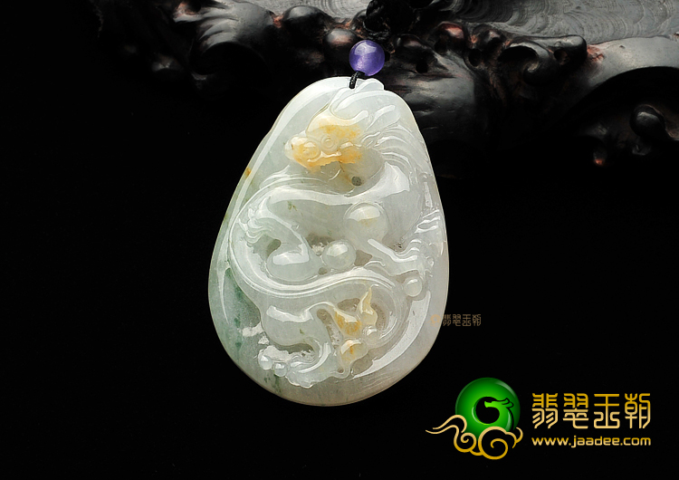 (超值推荐)糯冰种飘花龙牌挂件