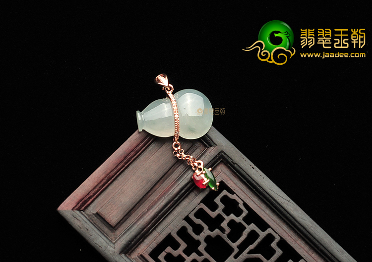 (超值推荐)冰种晴水镶玫瑰金扣葫芦胸坠