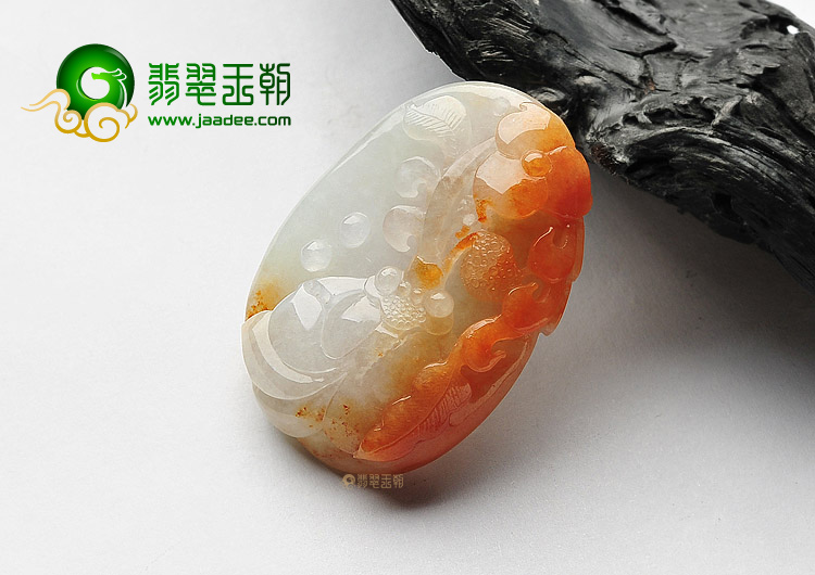 糯冰种红黄翡金玉满堂挂件