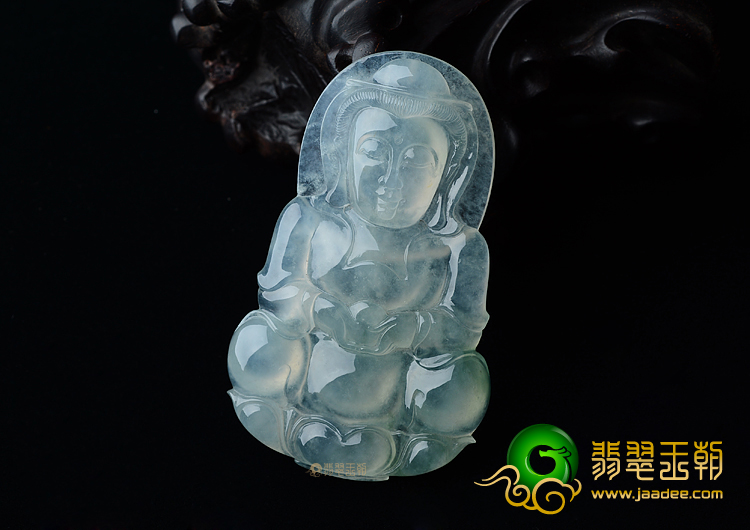 冰种晴水飘花观音挂件
