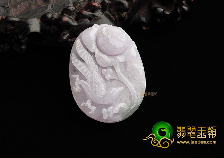 糯冰种淡紫罗兰富贵花开挂件