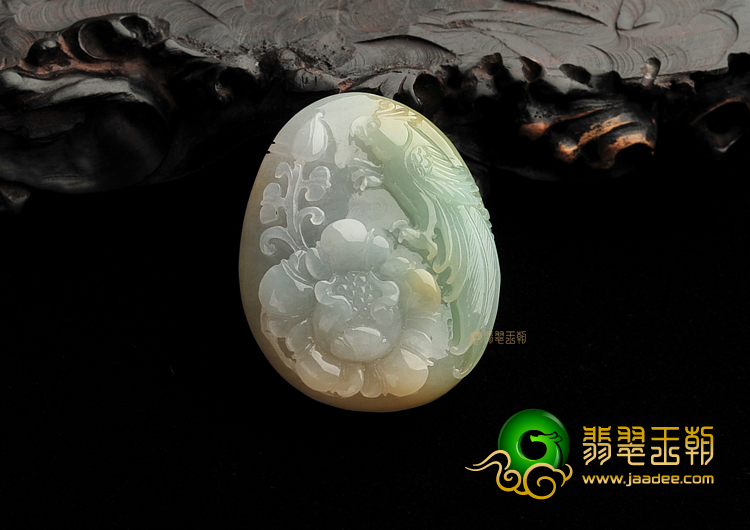糯冰种三彩富贵花开挂件