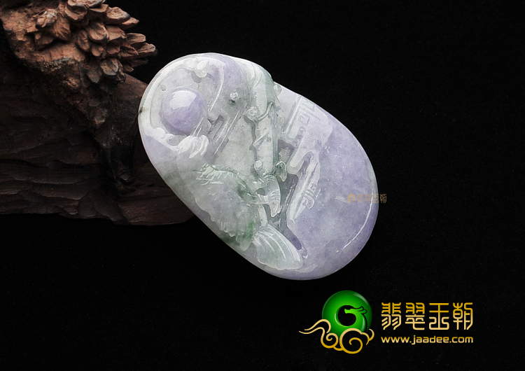 糯冰种紫罗兰飘花英明神武挂件