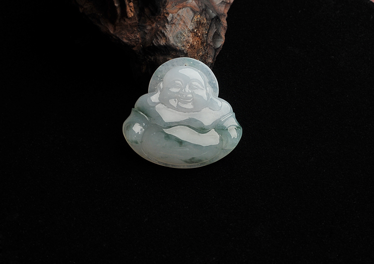 (超值推荐)糯冰种飘花玉佛挂件