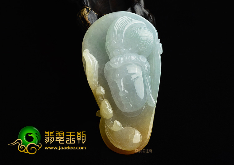 (超值推荐)糯冰种晴水黄翡观音头挂件