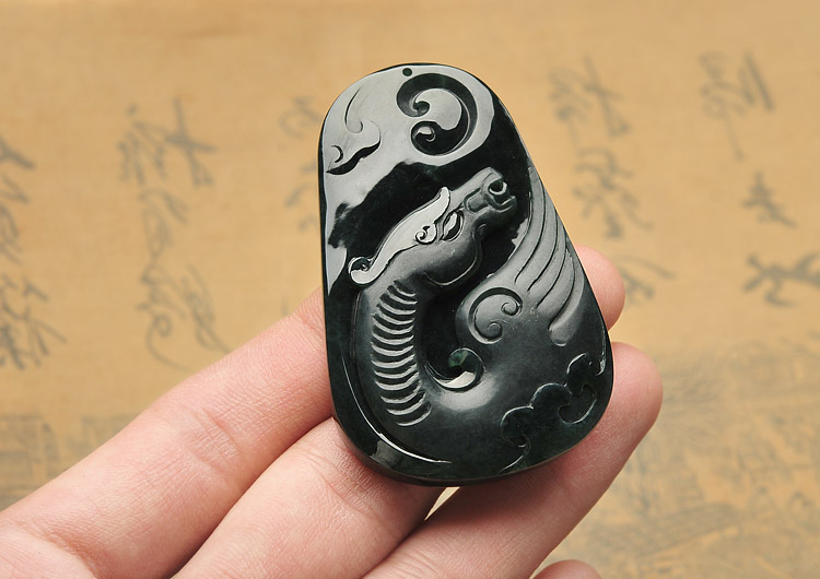 冰种墨翠天马行空挂件