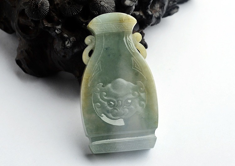 糯冰种晴水褐黄翡平平安安挂件