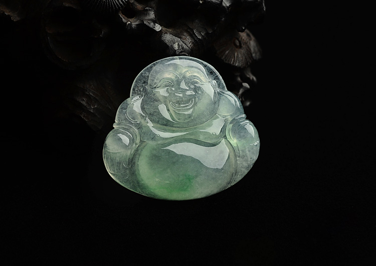 冰种飘翠玉佛挂件