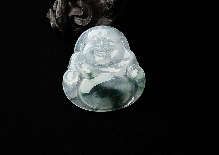 冰种飘花玉佛挂件