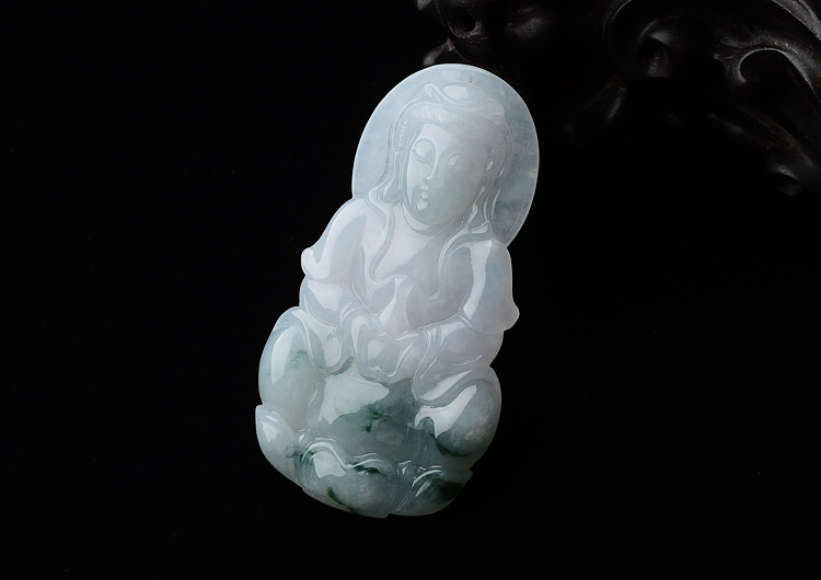(超值推荐)糯冰种飘花观音挂件