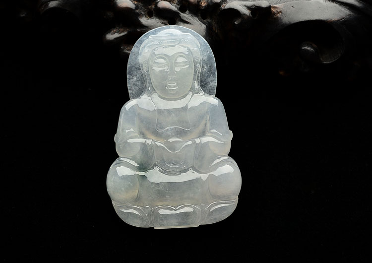 (超值推荐)冰种略飘花观音挂件