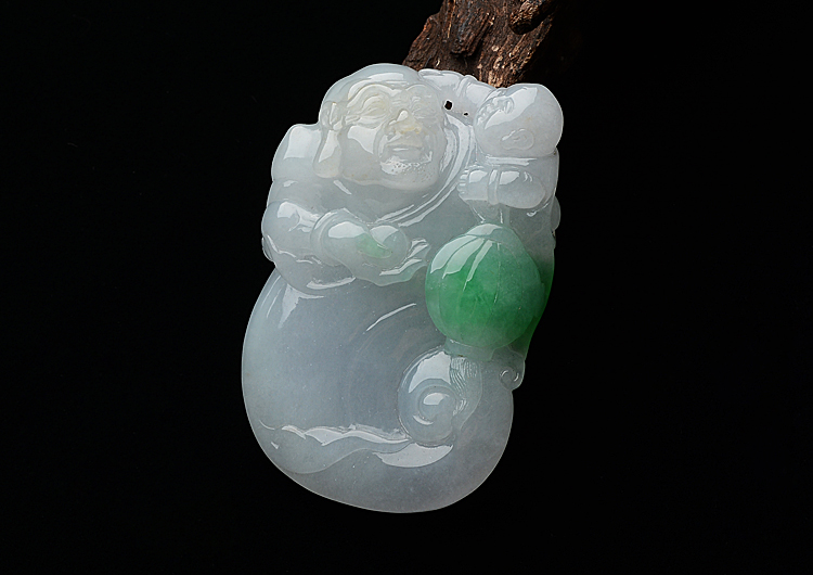 糯冰种晴水飘翠儿孙满堂挂件