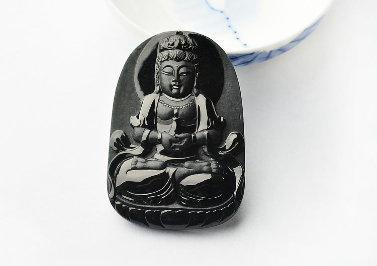 冰种墨翠观音挂件