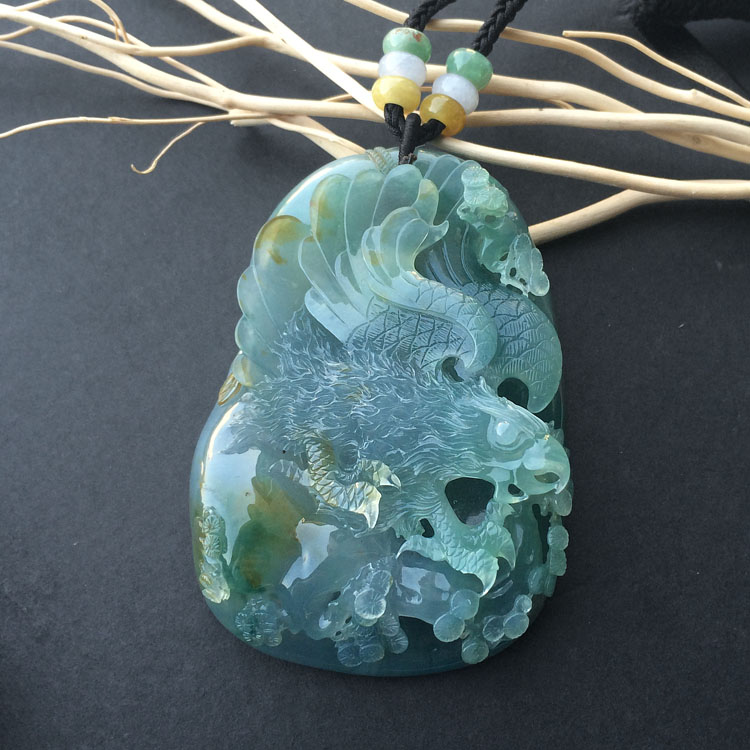 (超值推荐)冰种晴水略带黄翡大展宏图挂件