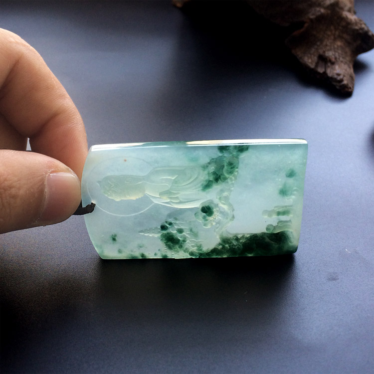 (超值推荐)(高松峰大师作品)冰种飘花普度众生挂件