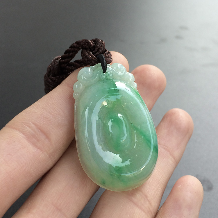 糯冰种飘绿花福在眼前挂件