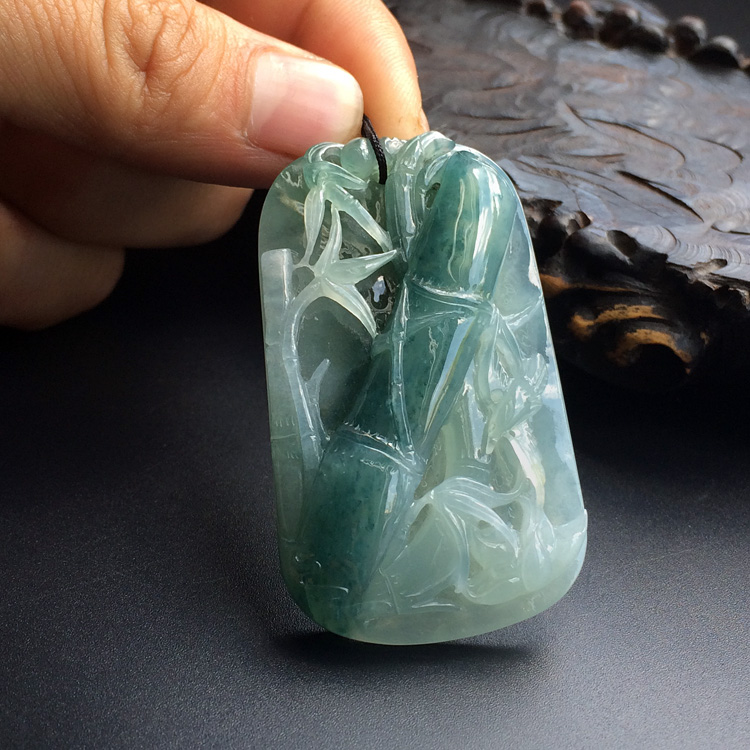 糯冰种飘蓝花节节高挂件