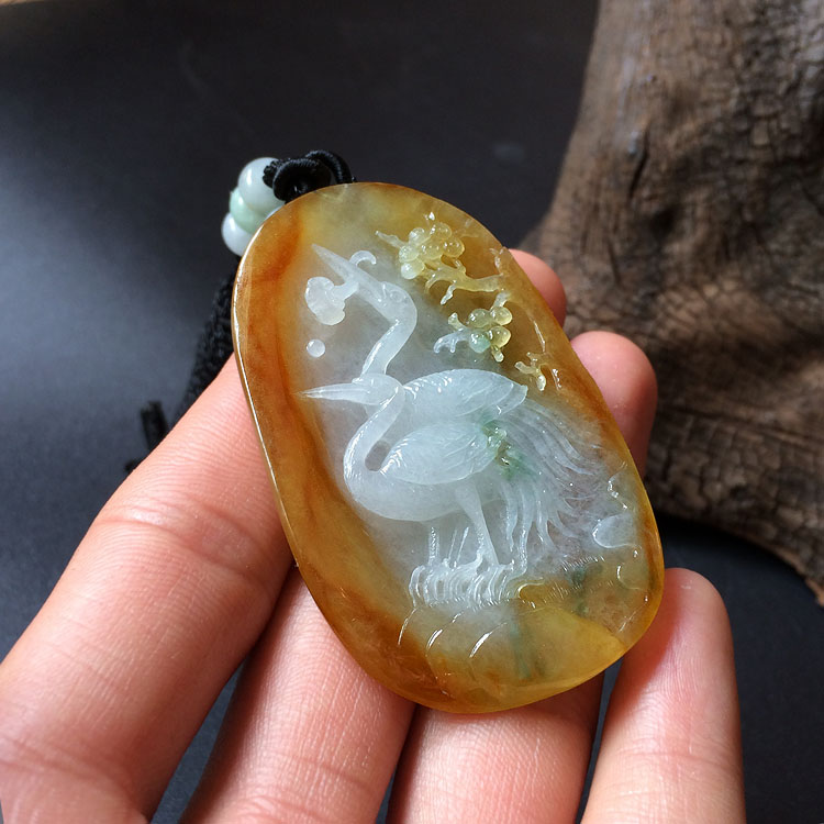 (超值推荐)糯冰种黄翡一路连科挂件