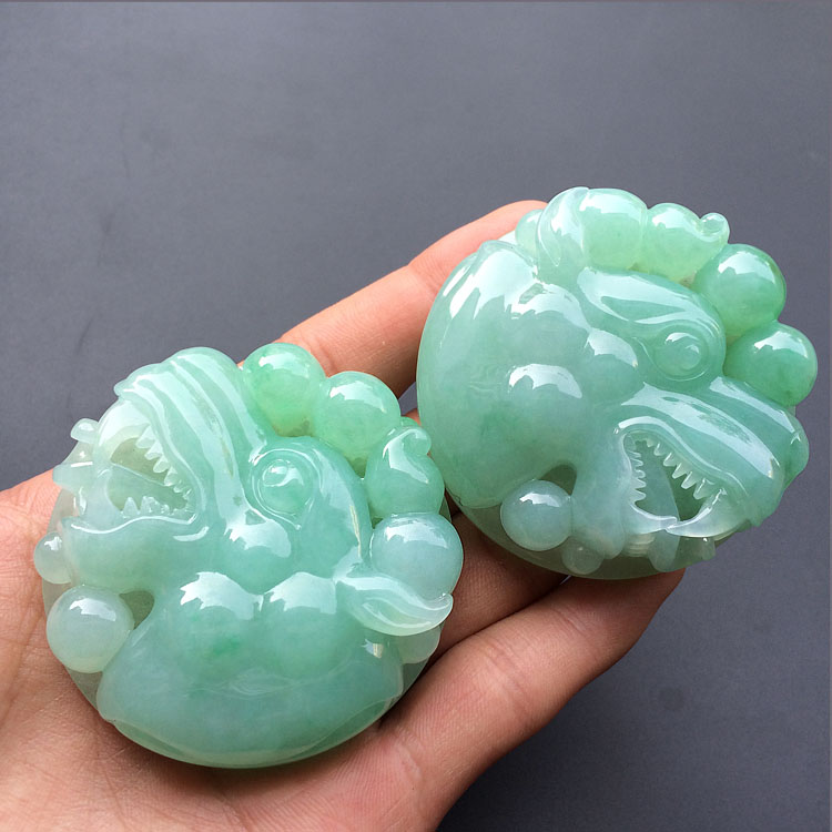(超值推荐)糯冰种豆色一呼百应挂件(一对)