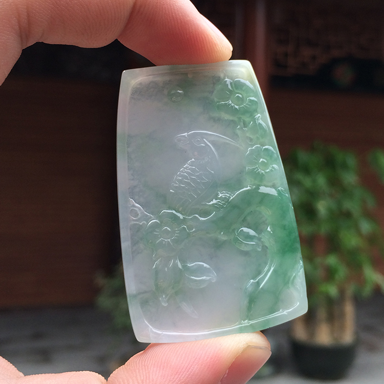 (超值推荐)冰种晴水飘花喜上眉梢挂件