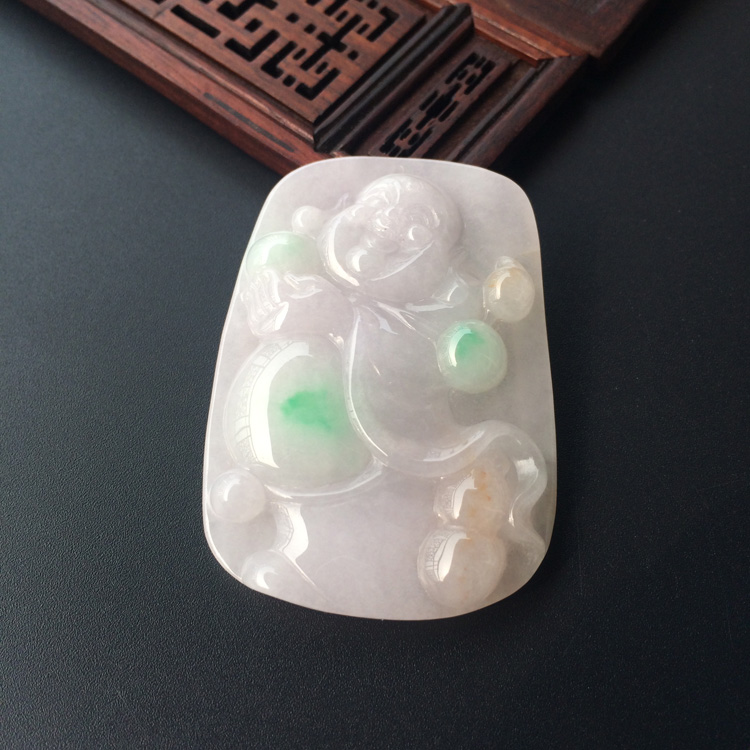 （超值推荐）糯冰种飘翠略带黄翡玉佛挂件