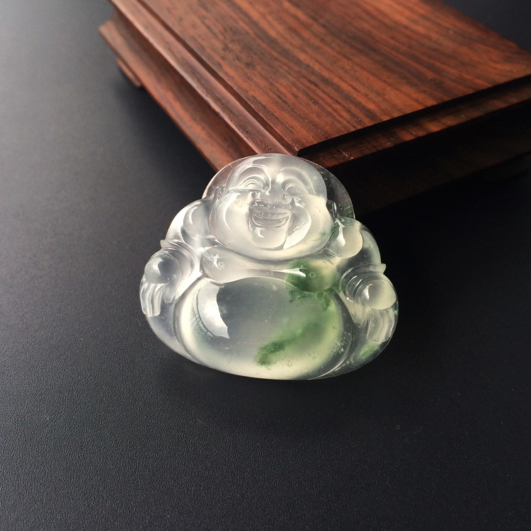 （超值推荐）冰玻种飘花玉佛挂件