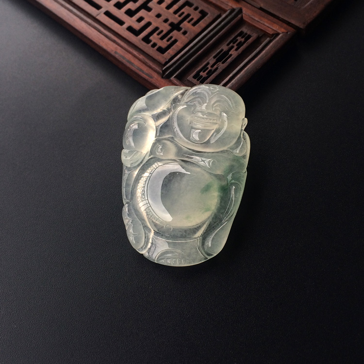 （超值推荐）冰玻种飘花逍遥佛挂件