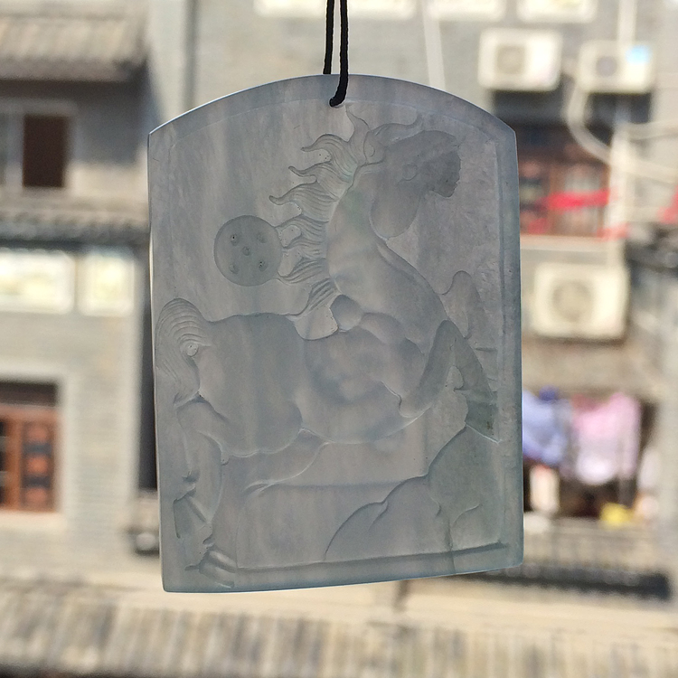 (超值推荐)冰种无色马到成功挂件
