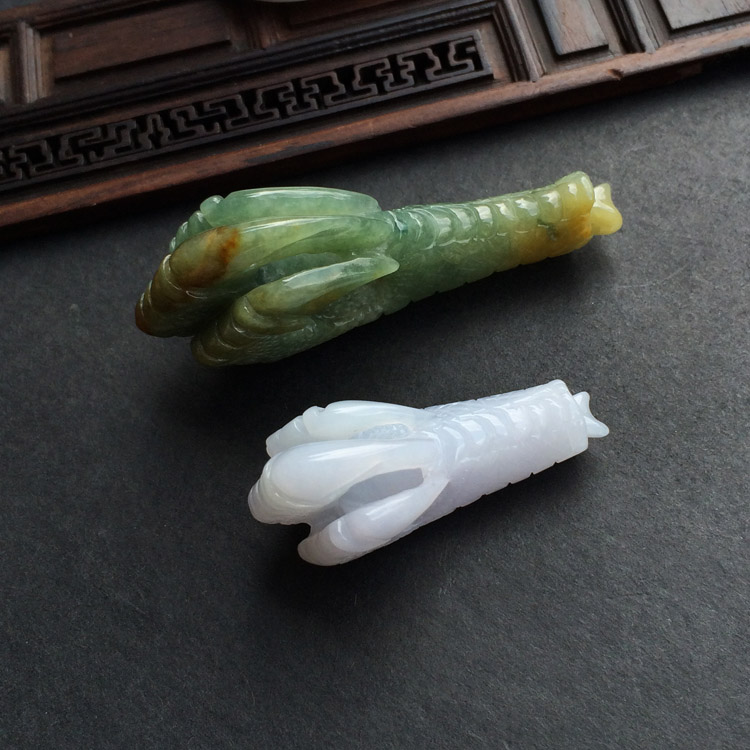糯冰种晴水褐黄翡/淡紫罗兰抓财手挂件(单件走)