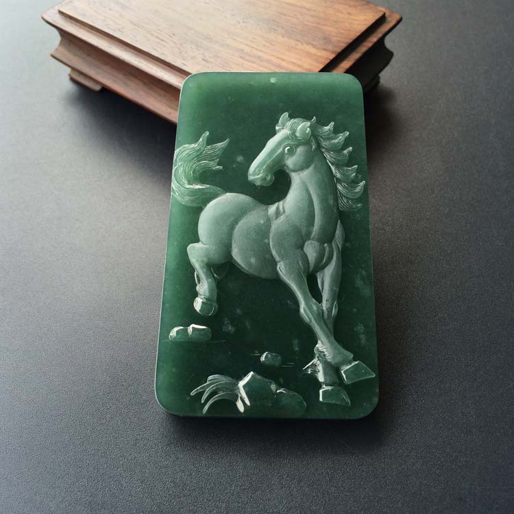 (超值推荐)糯冰种蓝水马到成功挂件