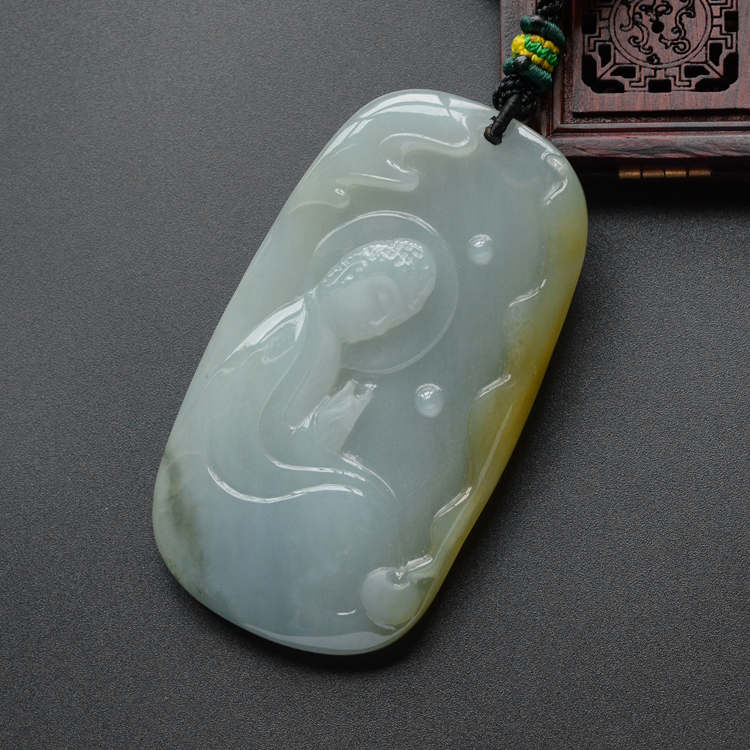 (超值推荐)糯冰种晴水带褐黄翡禅香挂件