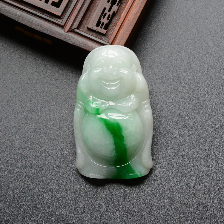 (超值推荐)糯冰种飘翠站佛挂件