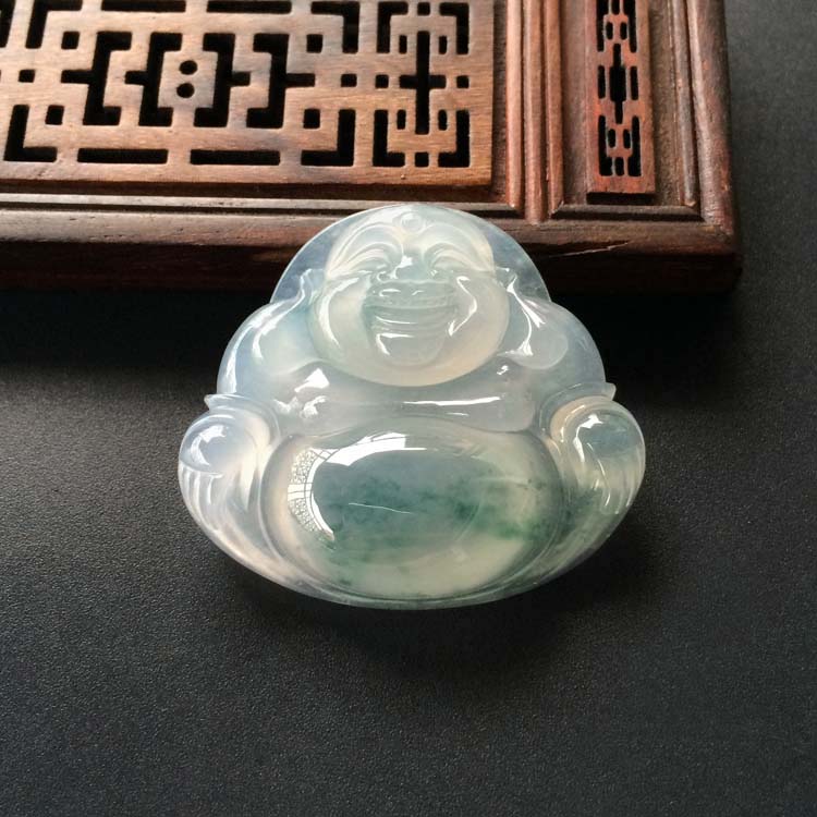 (超值推荐)冰种飘花玉佛挂件