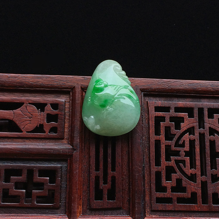 (超值推荐)糯冰种飘翠鸟语花香挂件