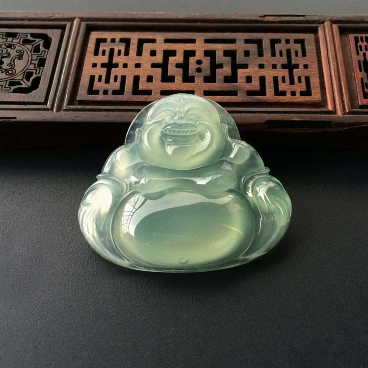 (超值推荐)冰种晴水略飘花玉佛挂件