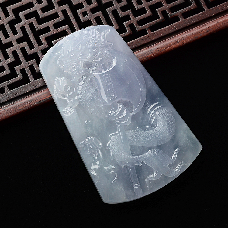 (超值推荐)糯冰种紫罗兰府上有龙挂件