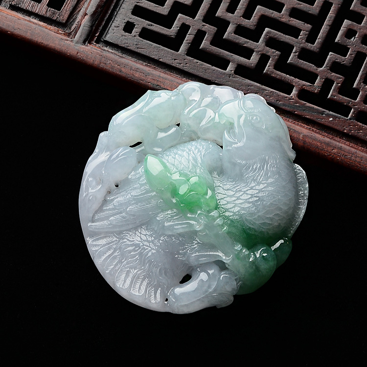 (超值推荐)糯冰种飘翠英明神武挂件