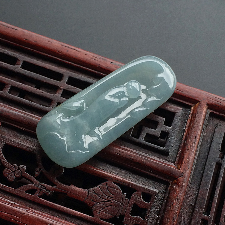 糯冰种晴水褐黄翡莲悟挂件