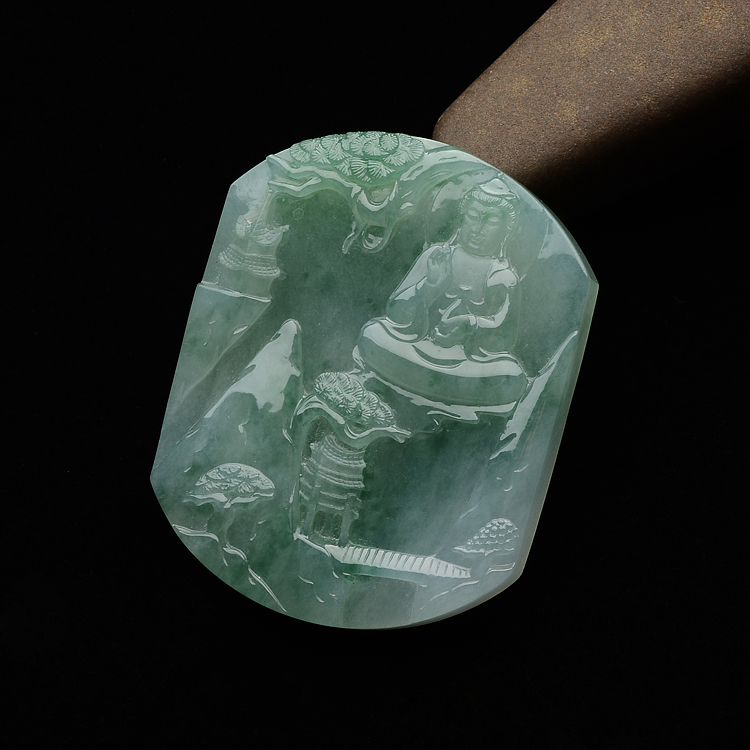 (超值推荐)糯冰种晴水飘花佛佑家园挂件