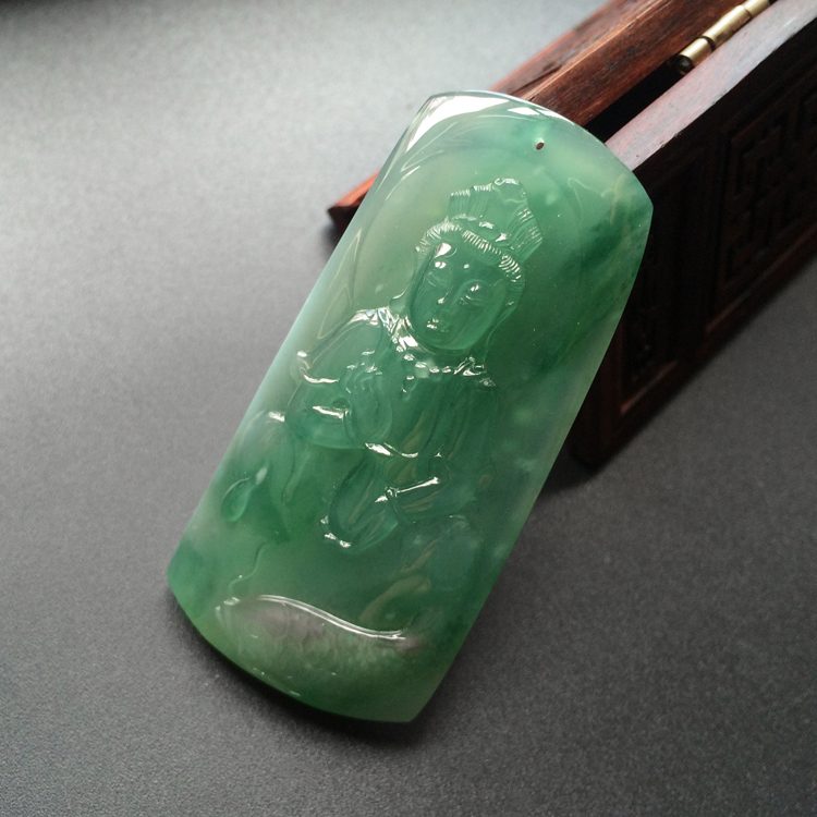 (超值推荐)糯冰种晴水飘翠禅悟挂件