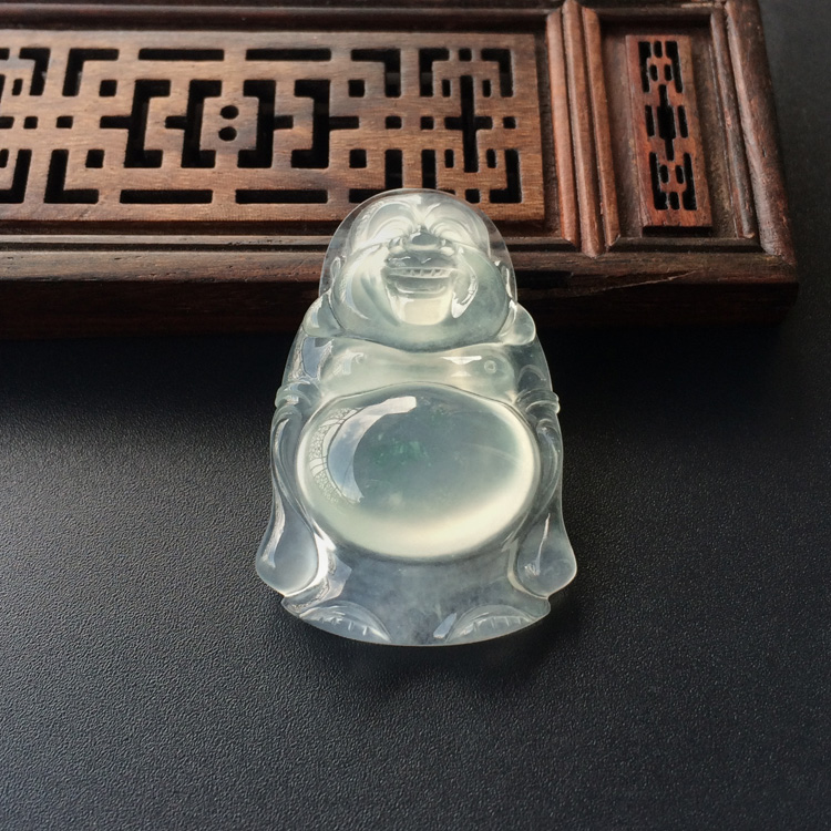 (超值推荐)冰玻种略飘花站佛挂件