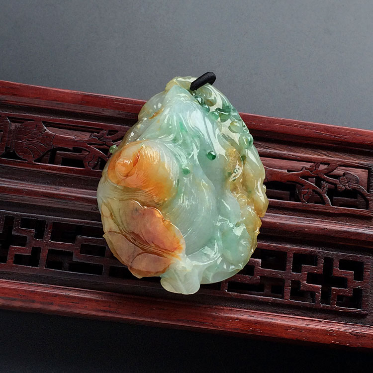 (超值推荐)糯冰种三彩安居乐业挂件