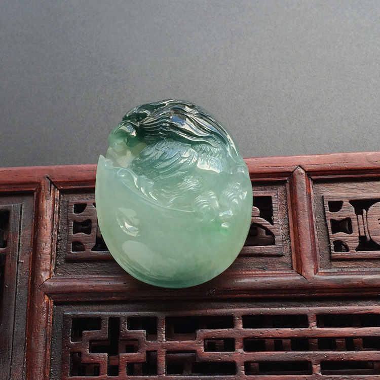 糯冰种飘花高瞻远瞩挂件