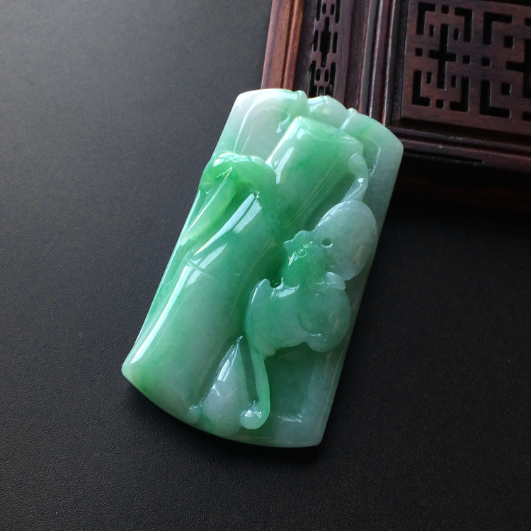 (超值推荐)糯冰种翠色福报高升挂件