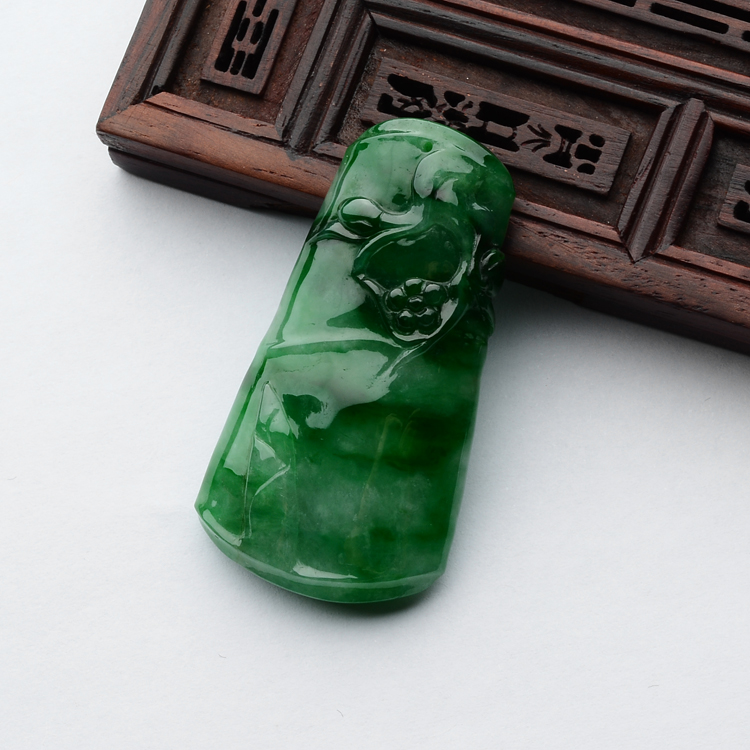 (超值推荐)糯冰种廯加绿竹梅双喜挂件