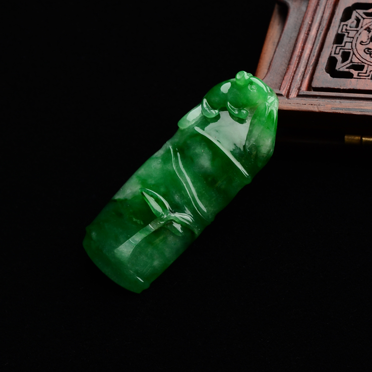 (超值推荐)糯冰种廯加绿瑞佑高升挂件