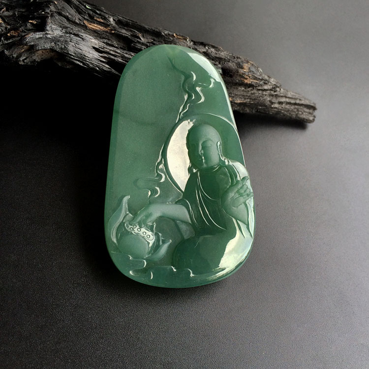 糯冰种蓝水莲悟挂件