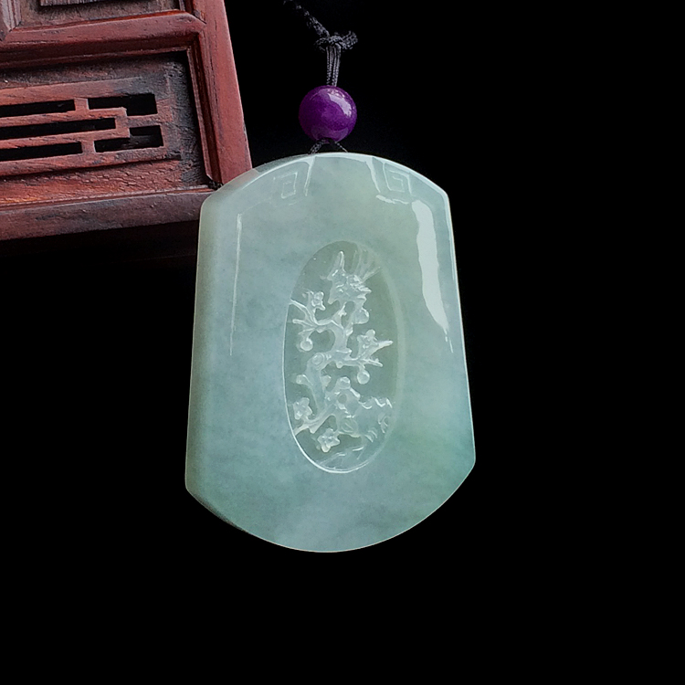 糯冰种晴水喜上眉梢挂件