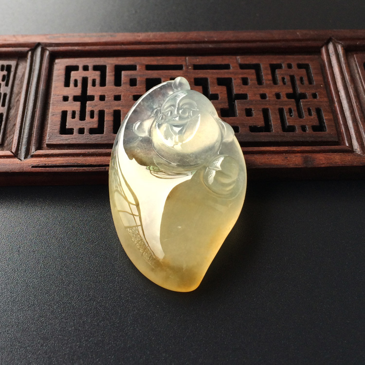 (超值推荐)冰种褐黄翡玉佛挂件