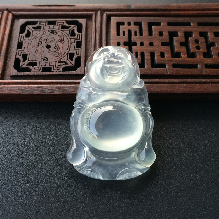 (超值推荐)冰玻种淡晴水站佛挂件